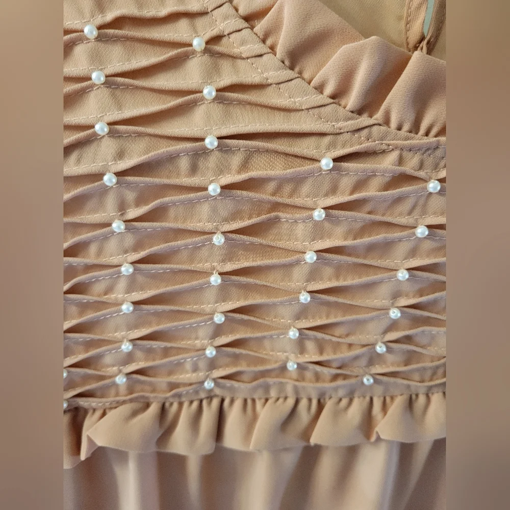 Molly Bracken chiffon long-sleeve blouse in peach, US size M - Picture 4 of 6